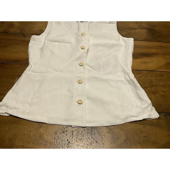 Vintage St. John by Marie Gray Button Front White Sleeveless Blouse Size M - Picture 5 of 10